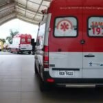Ambulância do Samu na entrada do Hospital de Trauma de Campina Grande